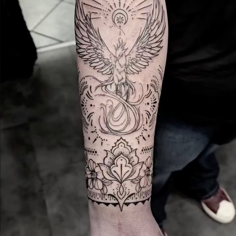 Phoenix Mandala Fineline Tattoo